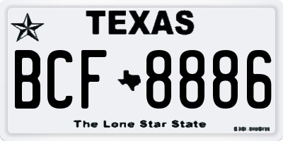 TX license plate BCF8886