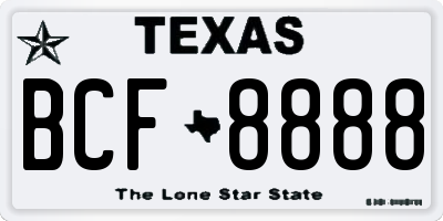 TX license plate BCF8888