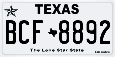 TX license plate BCF8892
