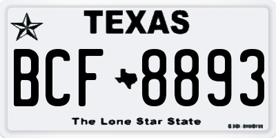 TX license plate BCF8893