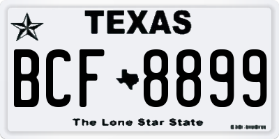 TX license plate BCF8899