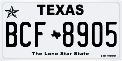 TX license plate BCF8905