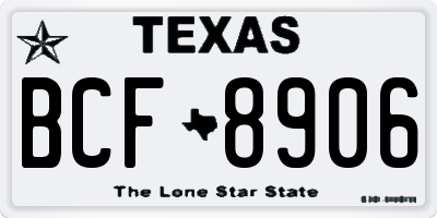 TX license plate BCF8906