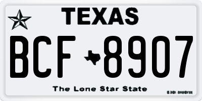 TX license plate BCF8907