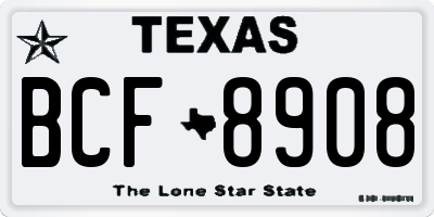 TX license plate BCF8908