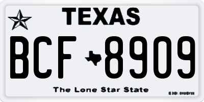 TX license plate BCF8909