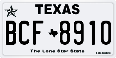 TX license plate BCF8910