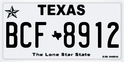 TX license plate BCF8912