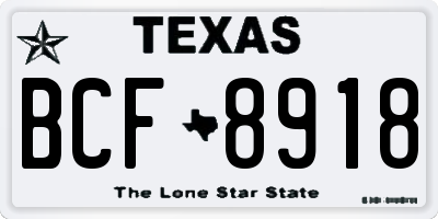TX license plate BCF8918