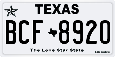 TX license plate BCF8920