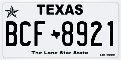 TX license plate BCF8921