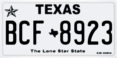 TX license plate BCF8923