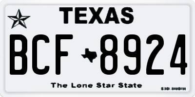 TX license plate BCF8924