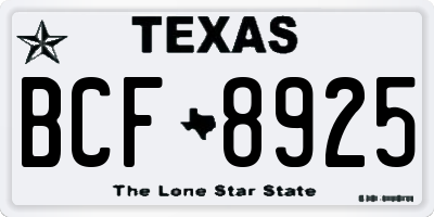 TX license plate BCF8925