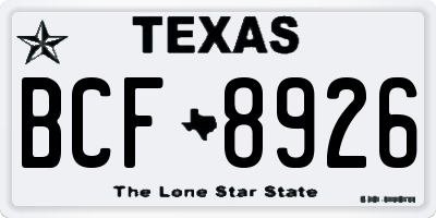 TX license plate BCF8926