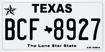 TX license plate BCF8927