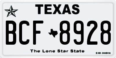 TX license plate BCF8928