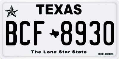 TX license plate BCF8930