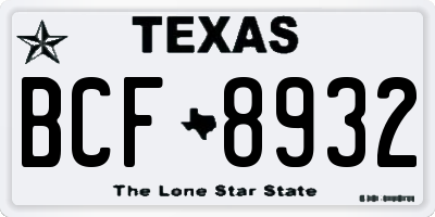 TX license plate BCF8932