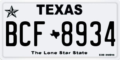 TX license plate BCF8934