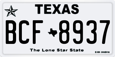 TX license plate BCF8937