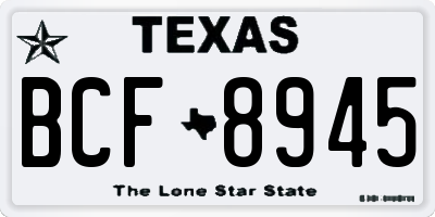 TX license plate BCF8945