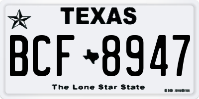 TX license plate BCF8947