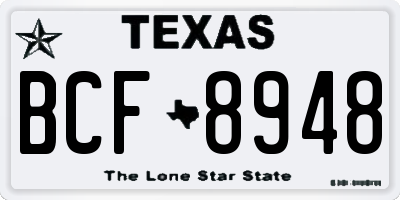 TX license plate BCF8948