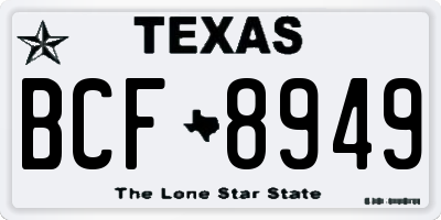 TX license plate BCF8949