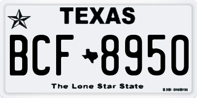 TX license plate BCF8950