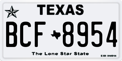 TX license plate BCF8954