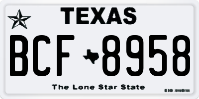 TX license plate BCF8958