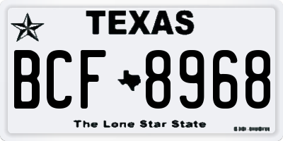TX license plate BCF8968