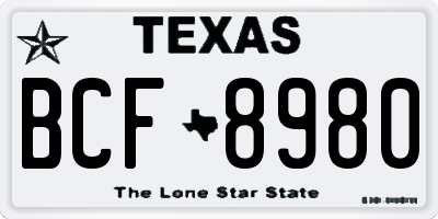 TX license plate BCF8980