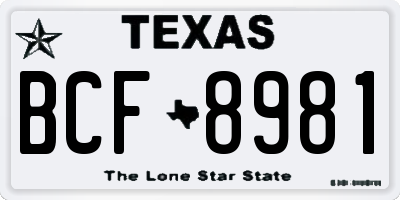 TX license plate BCF8981