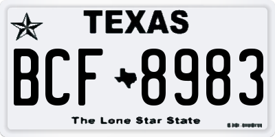 TX license plate BCF8983