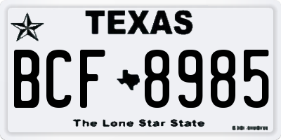 TX license plate BCF8985