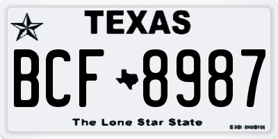 TX license plate BCF8987
