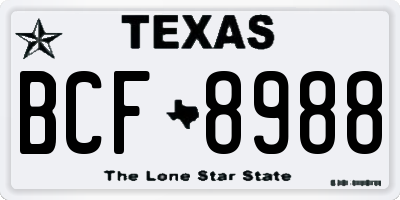 TX license plate BCF8988
