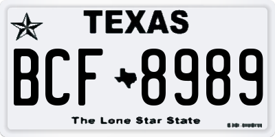 TX license plate BCF8989