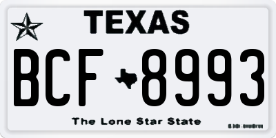 TX license plate BCF8993