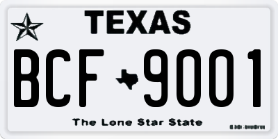 TX license plate BCF9001