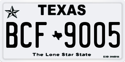 TX license plate BCF9005