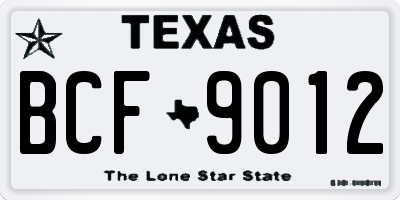 TX license plate BCF9012