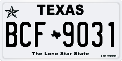 TX license plate BCF9031