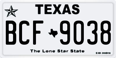 TX license plate BCF9038