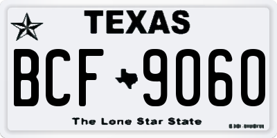 TX license plate BCF9060
