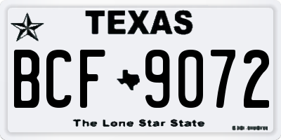 TX license plate BCF9072