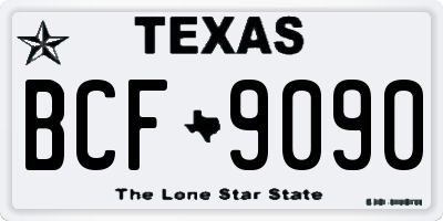 TX license plate BCF9090