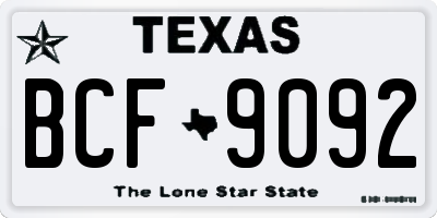 TX license plate BCF9092